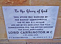 Stone set on the blessing of the church in 1958