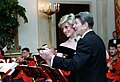 President Ronald Reagan dancing with Diana, Princess of Wales in the Cross Hall, 1985