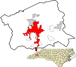 Localização no condado de Buncombe