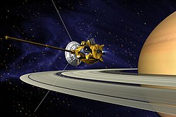 A Cassini pályára álláskor a Szaturnusz körül (fantáziarajz)