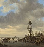 《木制观察塔附近的冰景》（1646年），面板油画，36.5 × 34.3公分，华盛顿国家艺廊