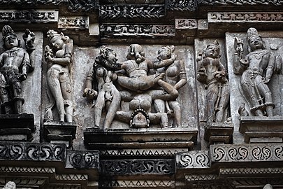 Acrobatic sex at Vishvanatha Temple: Man on top