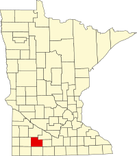 Map of Minesota highlighting Cottonwood County