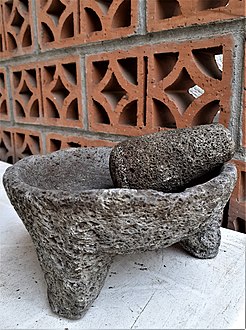 Well used tripod molcajete, origin unknown