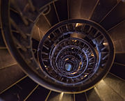 View down the interior staircase