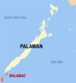 Map of Palawan with Balabac highlighted