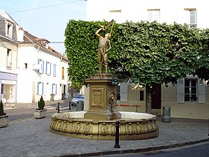 La fontaine dite du moissonneur de Sylvain Kinsburger, Faucheur se désaltérant, (1892).