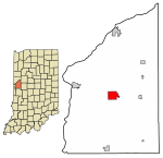 Location of Veedersburg in Fountain County, Indiana.