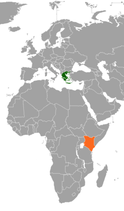 Map indicating locations of Greece and Kenya