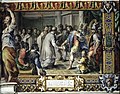 Ludovico I il Pio imperatore (814-840) conferma a papa Pasquale I (817-824) le donazioni, affresco, Vaticano, Archivio Segreto
