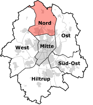 Lage des Bezirks Nord in Münster