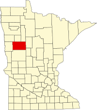 Map of Minesota highlighting Becker County