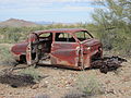 The remains of a car at the BS&K Mine. Notice the suicide doors.