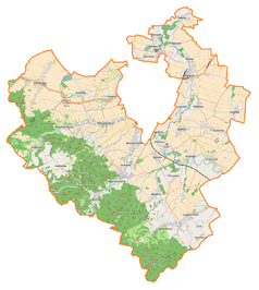 Mapa konturowa gminy wiejskiej Świdnica, po lewej znajduje się punkt z opisem „Dwór w Witoszowie Górnym”