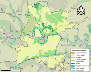 Carte en couleurs présentant l'occupation des sols.