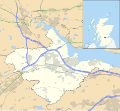 Mapa konturowa Falkirk, w centrum znajduje się punkt z opisem „Grangemouth”