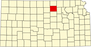 Map of Kansas highlighting Cloud County