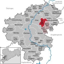Läget för kommunen St. Egidien i Landkreis Zwickau