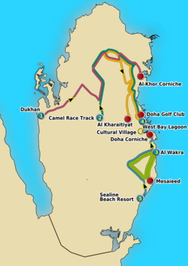 Routekaart van de Ronde van Qatar 2011