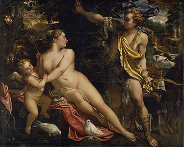 Venus, Adonis y Cupido, de Annibale Carracci (1595).