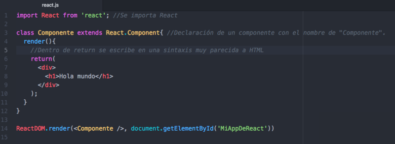 Ejemplo de un componente escrito con JSX