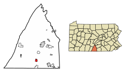 Location of Greencastle in Franklin County, Pennsylvania.