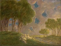 Paysage vers 1900-1910, huile sur toile