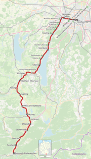 Vorschaubild für Bahnstrecke München–Garmisch-Partenkirchen