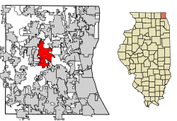 Location in Lake County and the state of Illinois