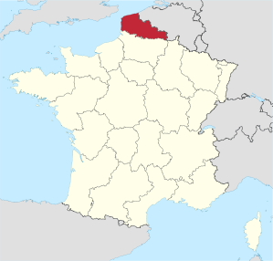 Lage der früheren Region Nord-Pas-de-Calais in Frankreich