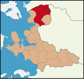 Location of Bergama within İzmir Province.