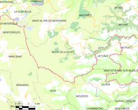 Mapa obce Anzat-le-Luguet