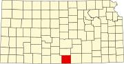 Map of Kansas highlighting Harper County