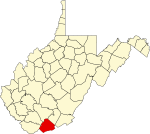 Map of West Virginia highlighting Mercer County