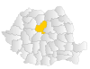 Map of Romania highlighting Mureș County