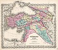 Mappa del 1855 della Turchia asiatica da Joseph Hutchins Colton