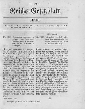 Veröffentlicht im Reichs-Gesetzblatt vom 30. September 1887