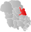 Notodden markert med rødt på fylkeskartet