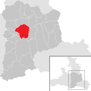 Lage der Gemeinde St. Johann im Pongau im Bezirk St. Johann im Pongau (anklickbare Karte)