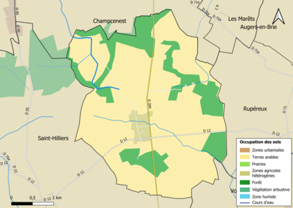 Carte des infrastructures et de l'occupation des sols en 2018 (CLC) de la commune.