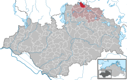 Elhelyezkedése Mecklenburg-Elő-Pomeránia térképén