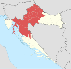 Zentralkroatien (dunkelrot) innerhalb Kroatiens