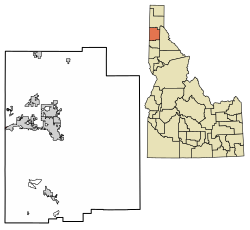 Location of Stateline in Kootenai County, Idaho