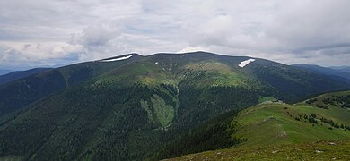 Blick vom Gipfel des Roßbachkogels über den Gleinalmsattel nach Nordosten auf Lenzmoarkogel und Speikkogel.