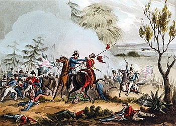 Marschall Beresford entwaffnet einen Polnischen Lanzenträger in der Schlacht von Albuera. Gezeichnet von T. Sutherland, 1831