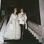 Anne-Marie och Konstantin vid galamiddag innan bröllopet.