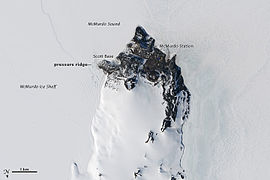 Landsat-8-Aufnahme der Spitze der Hut-Point-Halbinsel
