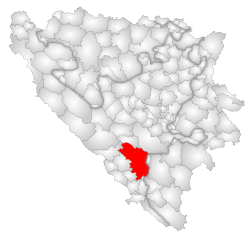 Map of Bosnia and Herzegovina (Mostar)
