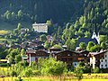 Blick von der Salzach mit Kirche und Schloss