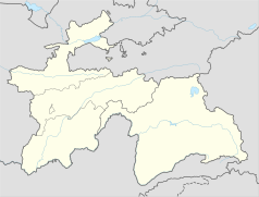 Mapa konturowa Tadżykistanu, u góry po lewej znajduje się punkt z opisem „Istarawszan”